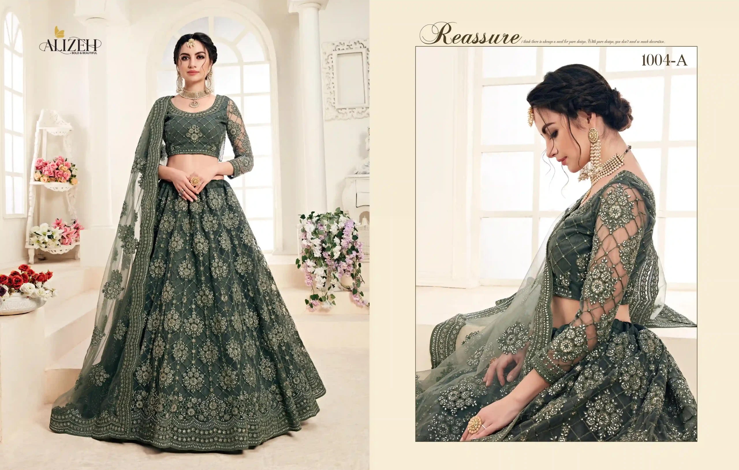 Alizeh Heritage Hit Series D.No 1004 Colors Butterfly Net Wholesale Lehenga Catalog